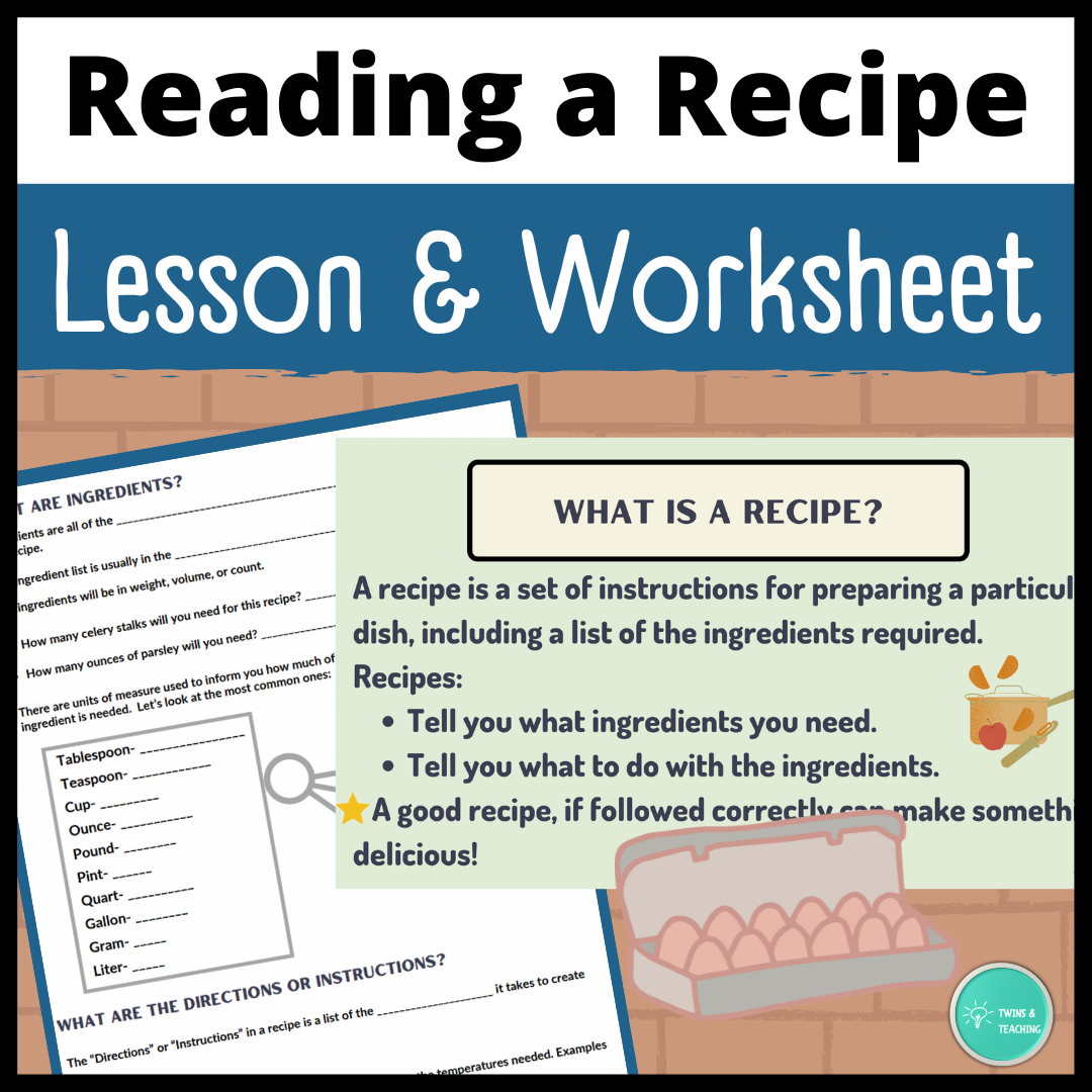 reading+a+recipe+activity – Twins and Teaching Culinary Arts and FACS ...